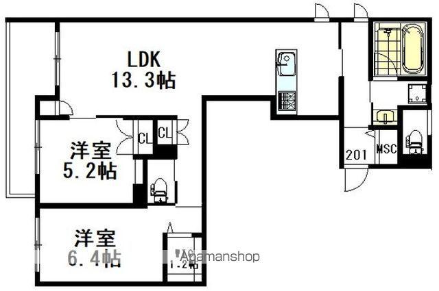 境南町3丁目ヘーベルメゾン(2LDK/2階)の間取り写真