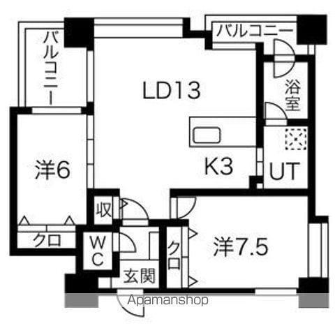 ノヴァ知事公館前(2LDK/9階)の間取り写真
