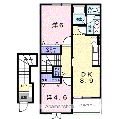 プラードⅡ(2DK/2階)の間取り写真