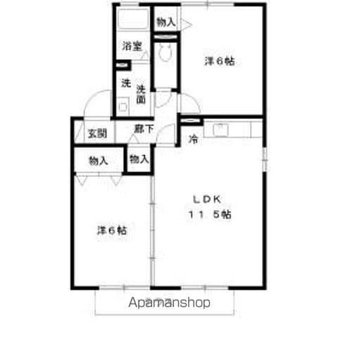 ウィルモア西梶尾B棟(2LDK/2階)の間取り写真