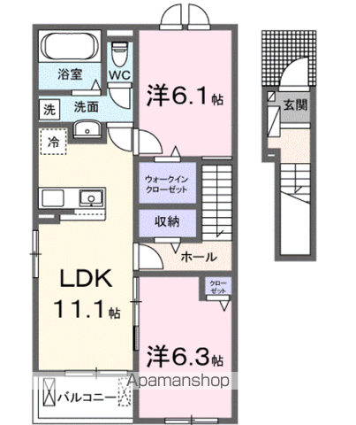 R.N.P レジデンスW Ⅱ(2LDK/2階)の間取り写真