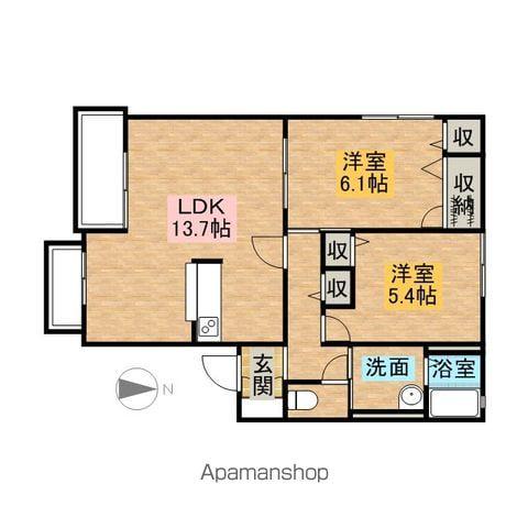 プライムタイムⅢ(2LDK/1階)の間取り写真