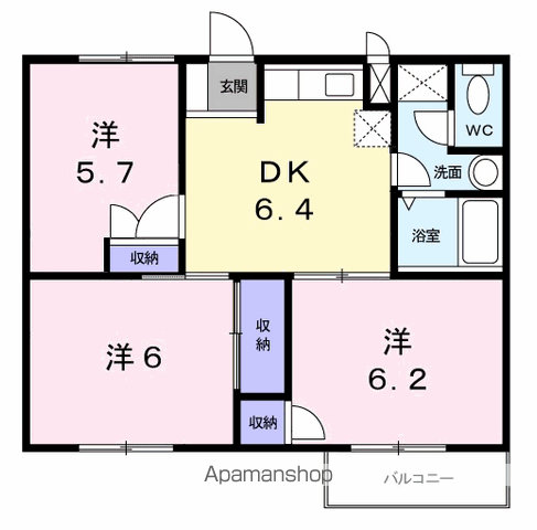 マツモトGマンションA(3DK/2階)の間取り写真