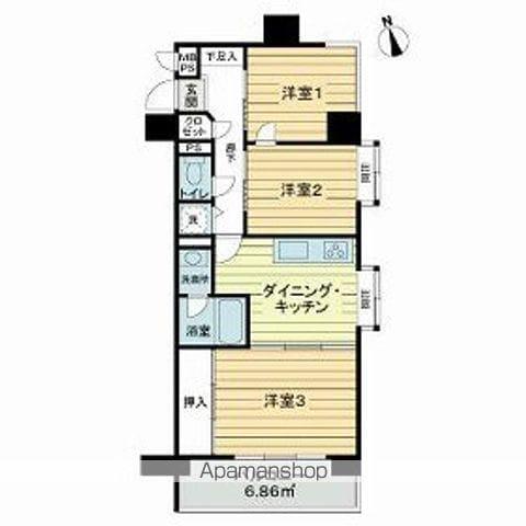 ライオンズマンション練馬(3DK/10階)の間取り写真