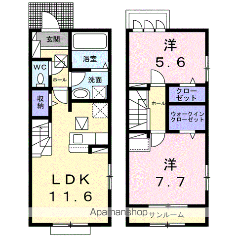東北本線 郡山駅(福島) 徒歩11分 2階建 築1年(2LDK)の間取り写真
