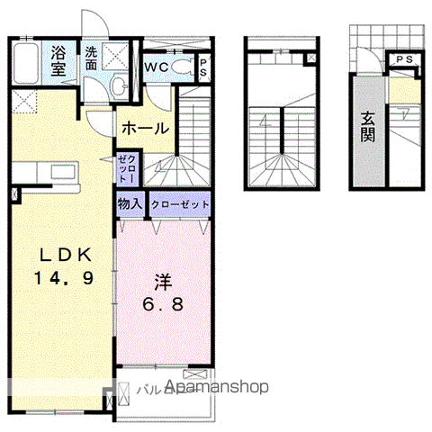 ベル・フローラ(1LDK/3階)の間取り写真