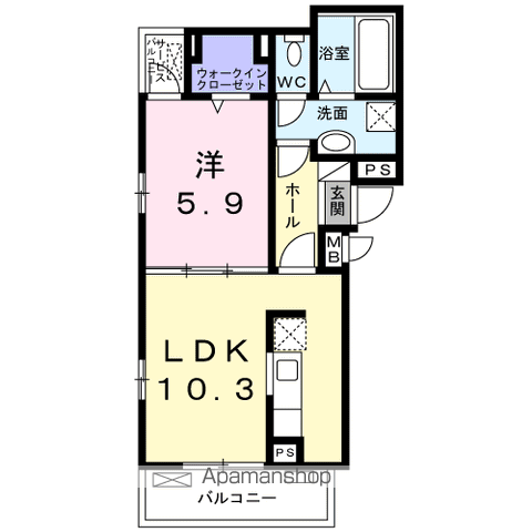 パティオベル(1LDK/2階)の間取り写真