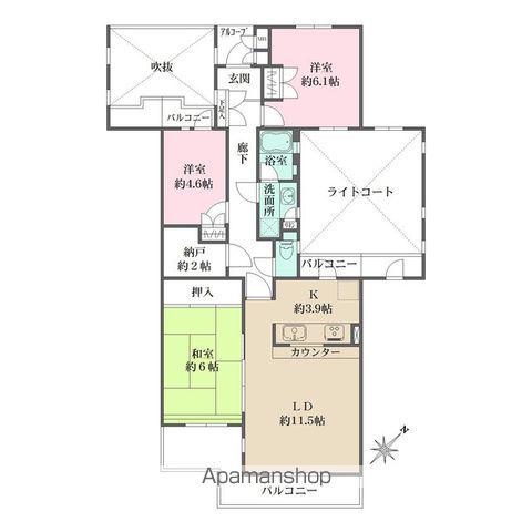 藤和ライブタウン大船1号棟(3LDK/3階)の間取り写真