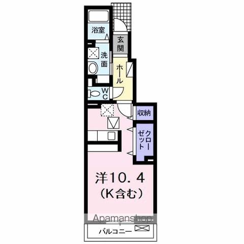 アルバカーサⅠ(ワンルーム/1階)の間取り写真