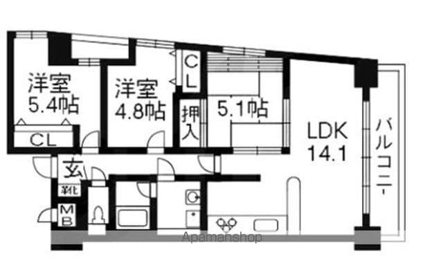 サンコート南草津2番館(3LDK/10階)の間取り写真