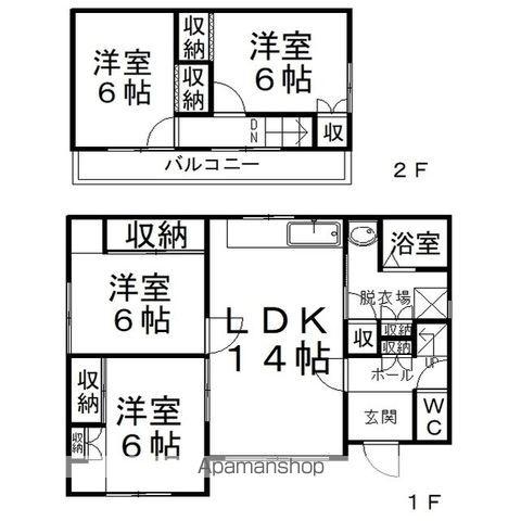石北本線 北見駅 バス乗車時間：10分 北地区トレセンバス停で下車 徒歩6分 2階建 築51年(4LDK)の間取り写真