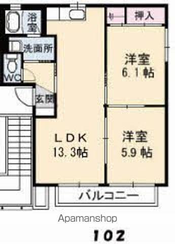 シャーメゾンS A棟(2LDK/1階)の間取り写真