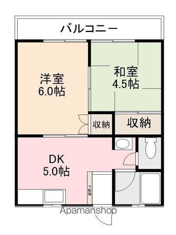 メロディハイム(2DK/1階)の間取り写真