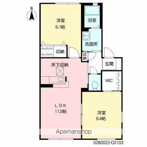 サニ-コート本城Ⅱ C(2LDK/1階)の間取り写真