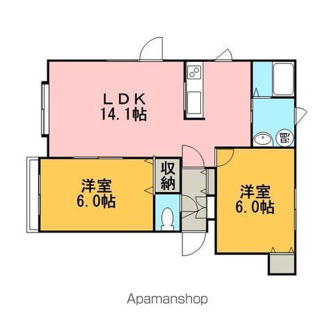 ベルフォートA(2LDK/2階)の間取り写真