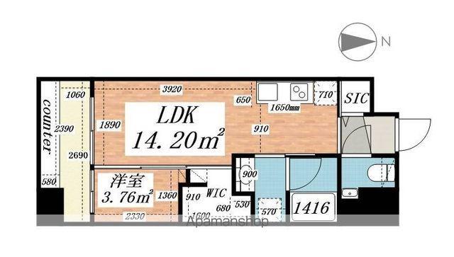 パークルール大手町(1LDK/8階)の間取り写真