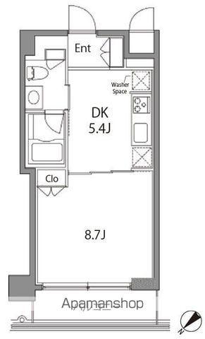 カスタリア中目黒(1DK/4階)の間取り写真