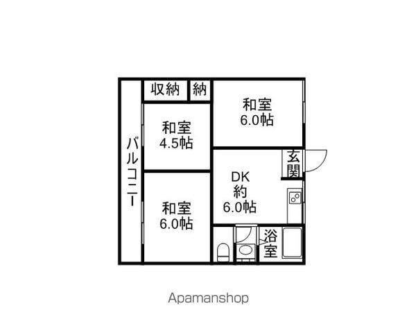 スカイハイツシンカワ(3K/2階)の間取り写真