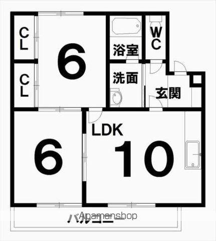 キャスタールーム(2LDK/1階)の間取り写真