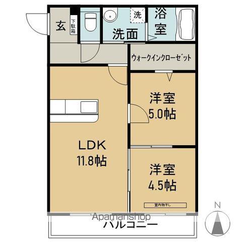 アムール下沖(2LDK/2階)の間取り写真