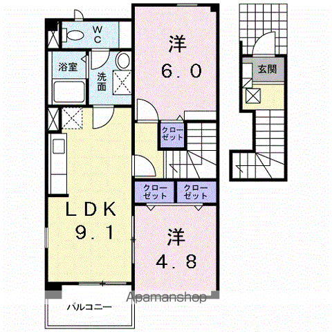 サンリット(2LDK/2階)の間取り写真