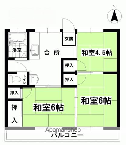 コーポ鳥居西(3DK/1階)の間取り写真