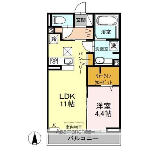 アクシア西本町(1LDK/1階)の間取り写真