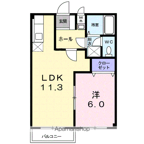 サンハーモニーツルヒサ(1LDK/2階)の間取り写真