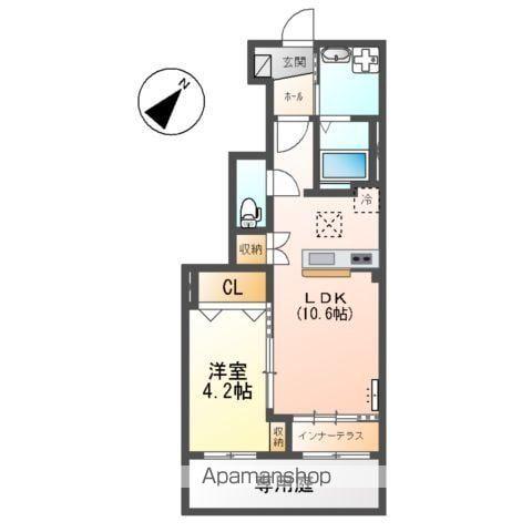 ベルメゾン矢取(1LDK/1階)の間取り写真