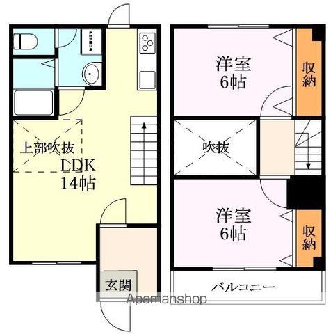 ヒルサイド南陵(2LDK/1階)の間取り写真