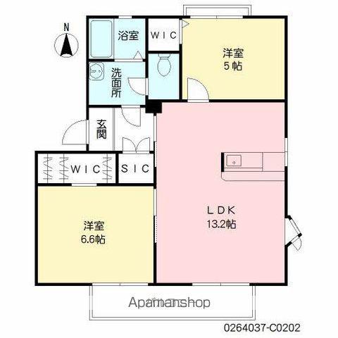 フレグランスイーストC(2LDK/2階)の間取り写真