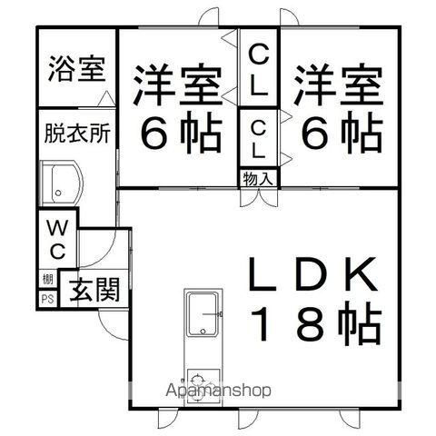 宅建寿町(2LDK/1階)の間取り写真