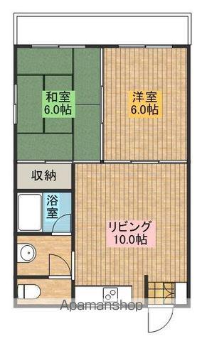 コーポ金八(2LDK/4階)の間取り写真