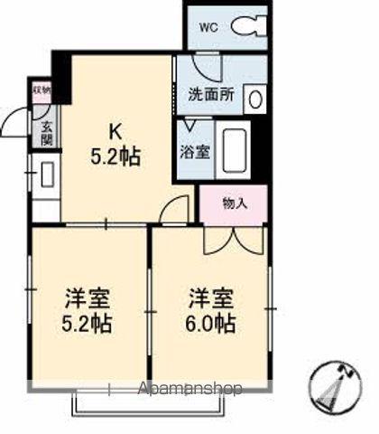 フロムB(2K/1階)の間取り写真