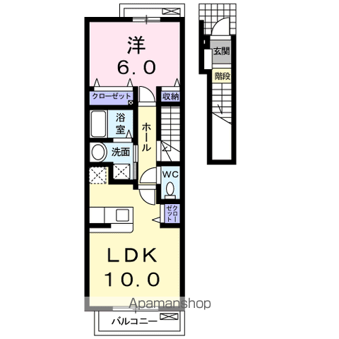 エアリー片島(1LDK/2階)の間取り写真