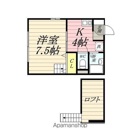 メープルコートⅡ(1K/2階)の間取り写真
