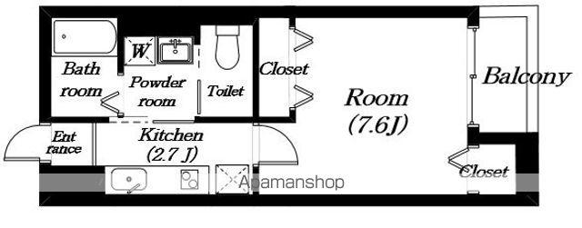 WELINA(1K/2階)の間取り写真