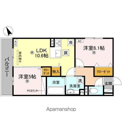 エレガンス ビュー(2LDK/1階)の間取り写真