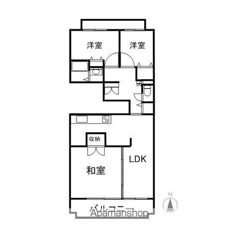 朝陽団地D棟(3LDK/1階)の間取り写真