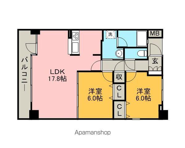 茶屋ヶ坂ライズ(2LDK/9階)の間取り写真