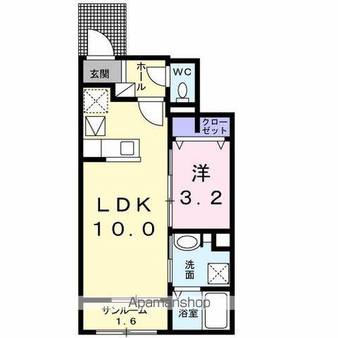 ストロベリーフィールド(1LDK/1階)の間取り写真