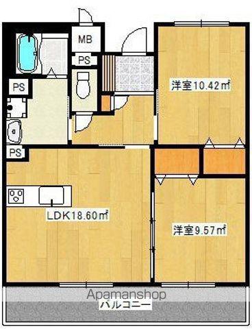フェリオ仙北(2LDK/1階)の間取り写真