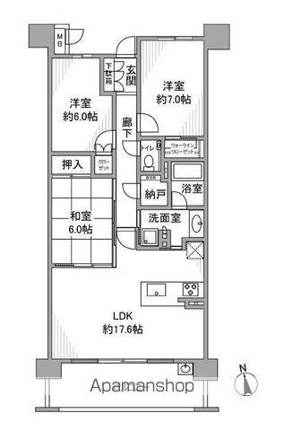バンベール植田ヒルズ2(3LDK/5階)の間取り写真