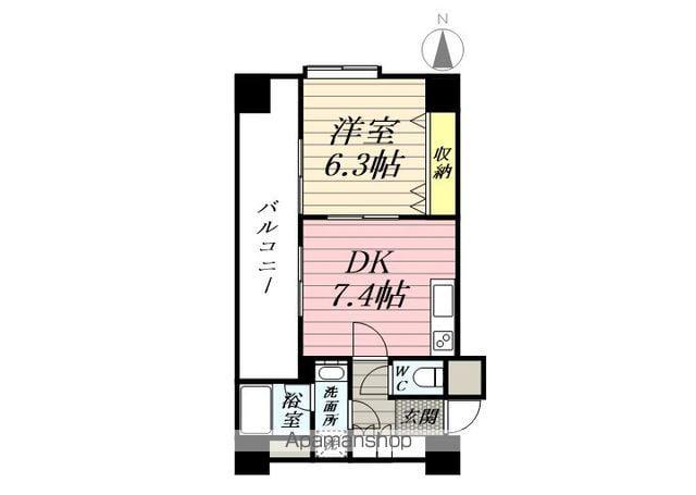 ファミール大手町(1DK/2階)の間取り写真