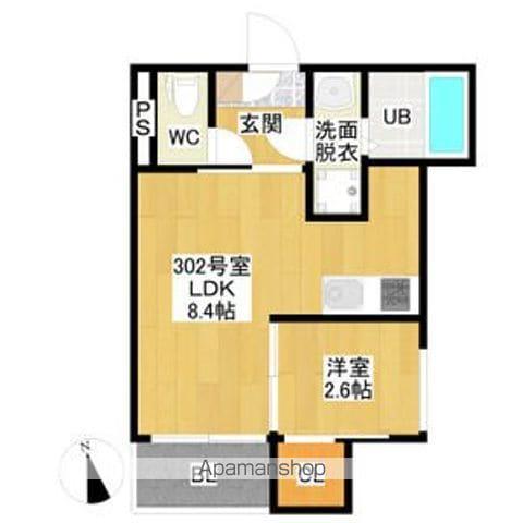 R-SMART尾頭橋(1LDK/3階)の間取り写真