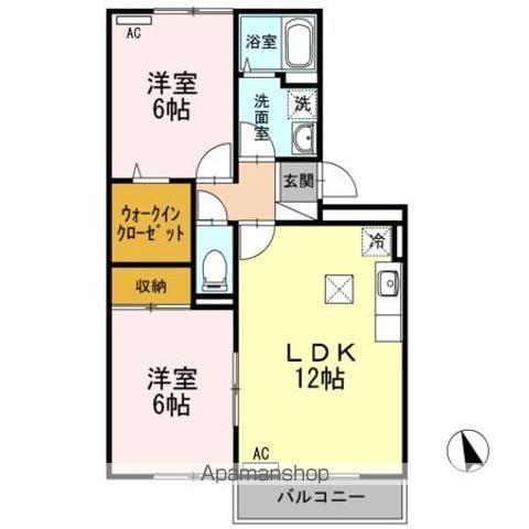 ロイヤルガーデンD(2LDK/1階)の間取り写真