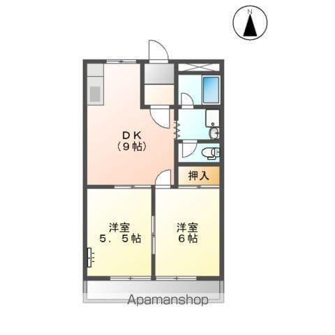 ツインハイムミサト(2DK/2階)の間取り写真