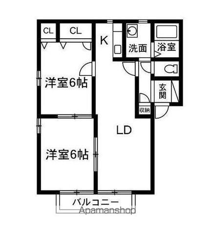 サンハイツU(2LDK/2階)の間取り写真