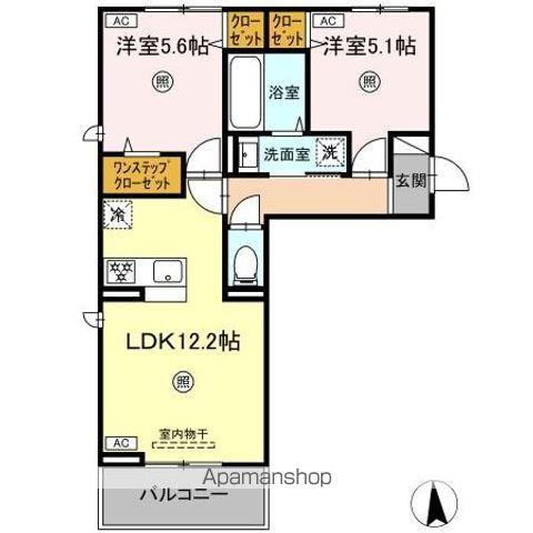 ロータスヒル B棟(2LDK/3階)の間取り写真