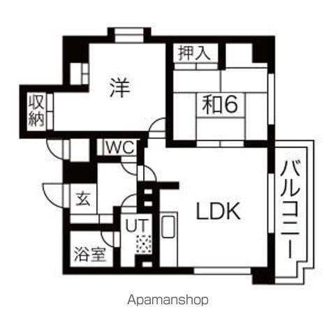 旭山シャトー桂和(2LDK/5階)の間取り写真